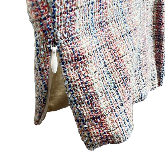 Zara Tweed Bustier Top Pink Blue XL Plaid Checkered Metallic Threading Crop Top - Picture 12 of 12